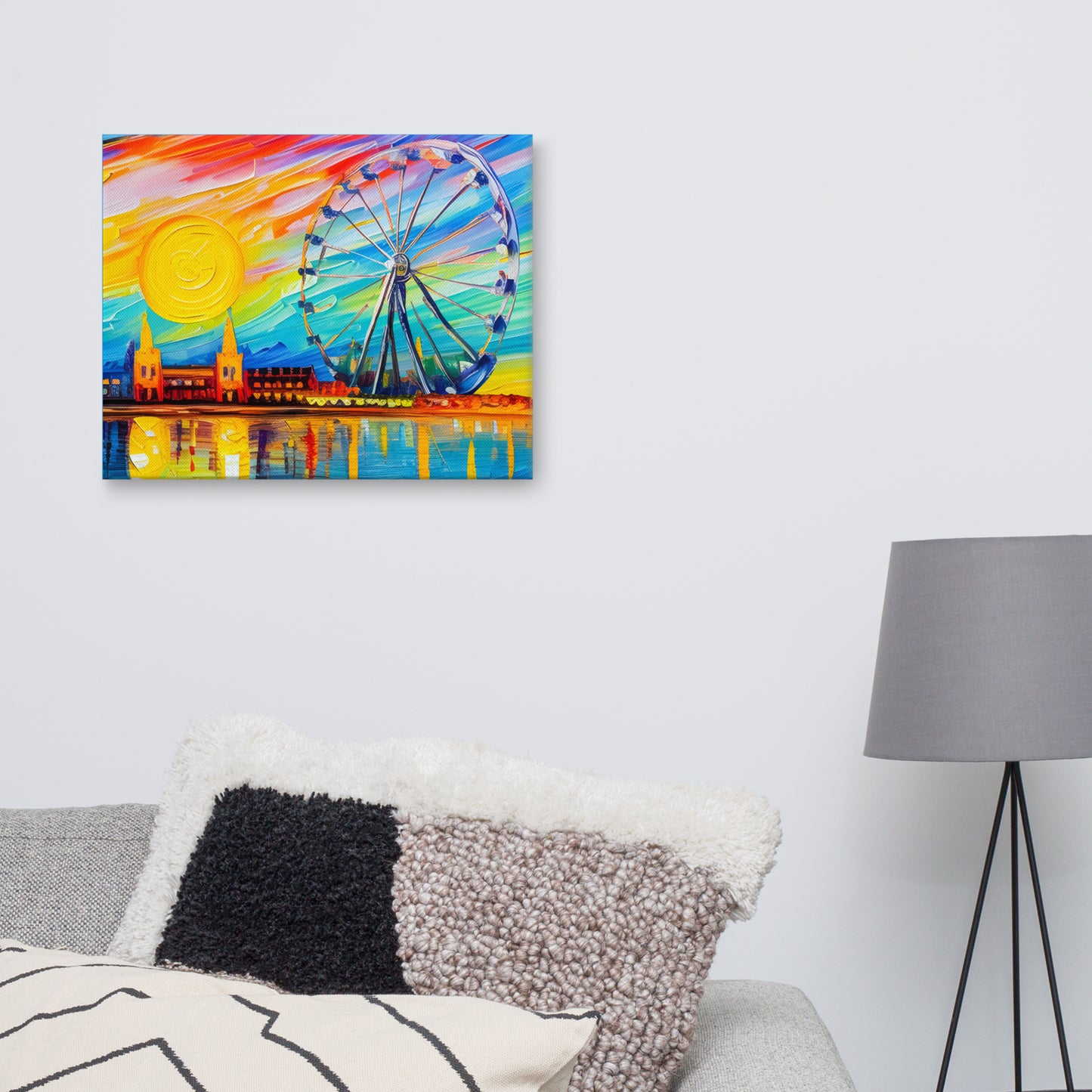  Artistic canvas print showcasing Vienna's famous Prater Ferris wheel, an iconic symbol of the city's charm and history | Seepu